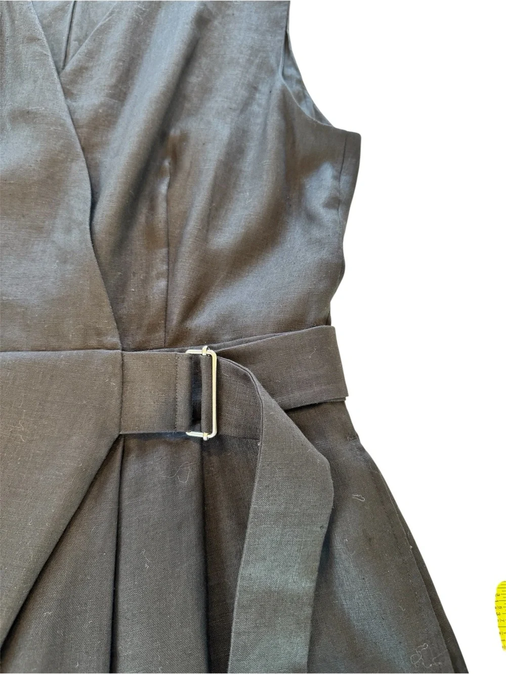COS Wrap Front Black 100% Linen 3/4 Wide Leg Jumpsuit EUR 42/ US Large (10-12)